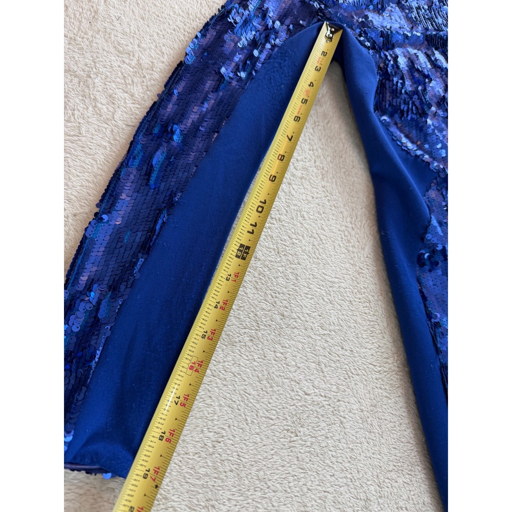 Dress The Population Royal Blue Sequin Long Sleeve Bodycon Mini Dress Large - Picture 9 of 10